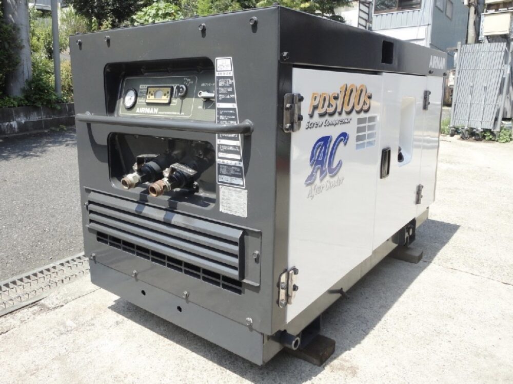北越工業 PDS100SC-5C1 AIRMAN スクリューコンプレッサー アフタークーラー仕様 超低騒音 防音型 1604hour 中古建設機械 写真2（株式会社広建機）