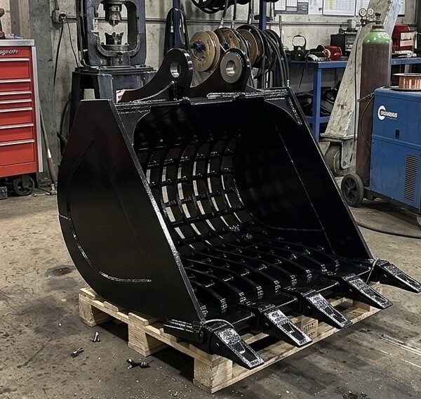 0.7m3用スケルトンバケット 横ピン 新品 100 × 100 mm 網目サイズ 数パターンから選択可能 他クラス有り 中古建設機械 写真5(株式会社広建機)